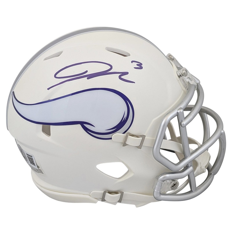 Vikings Jordan Addison Signed On-Field Alt 2024 Speed Mini Helmet BAS Witnessed