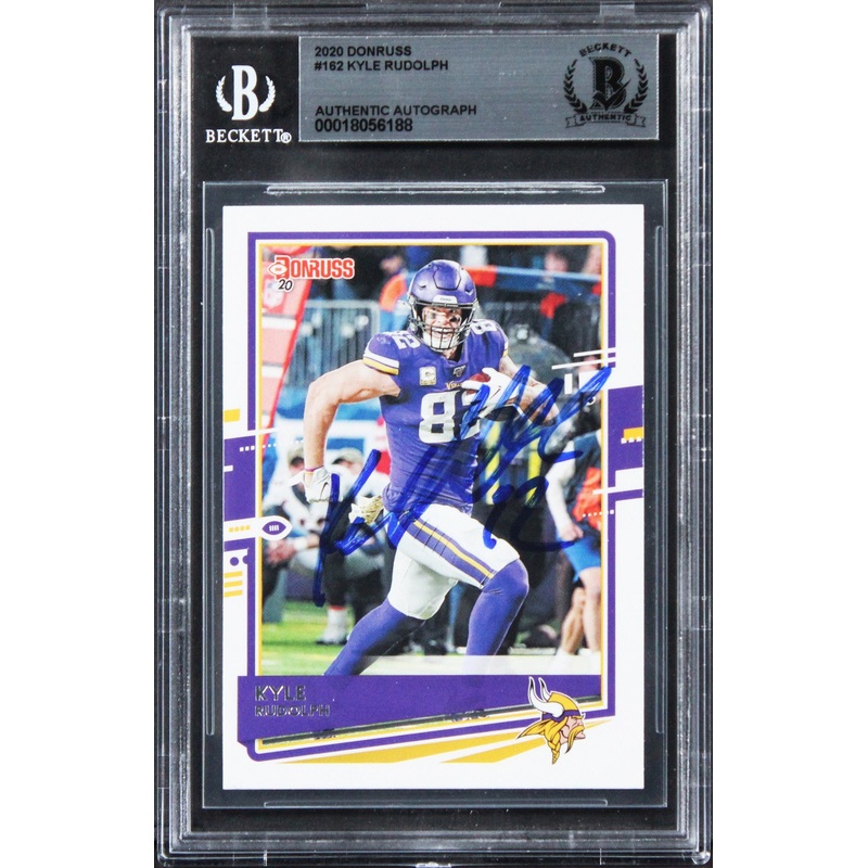 Vikings Kyle Rudolph Authentic Signed 2020 Donruss #162 Card BAS Slabbed 2