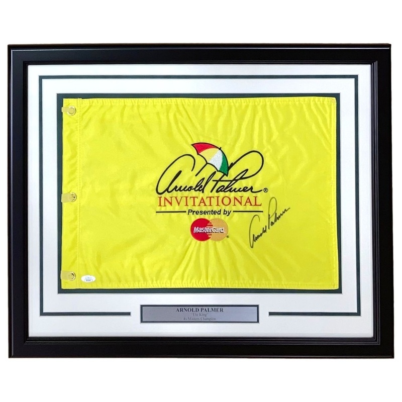Arnold Palmer Signed Framed Arnold Palmer Invitational Yellow Golf Flag JSA LOA