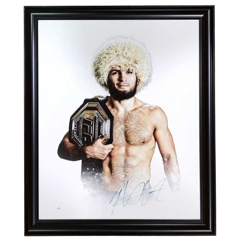 AS-IS Khabib Nurmagomedov Signed Framed 16×20 UFC Canvas JSA ITP