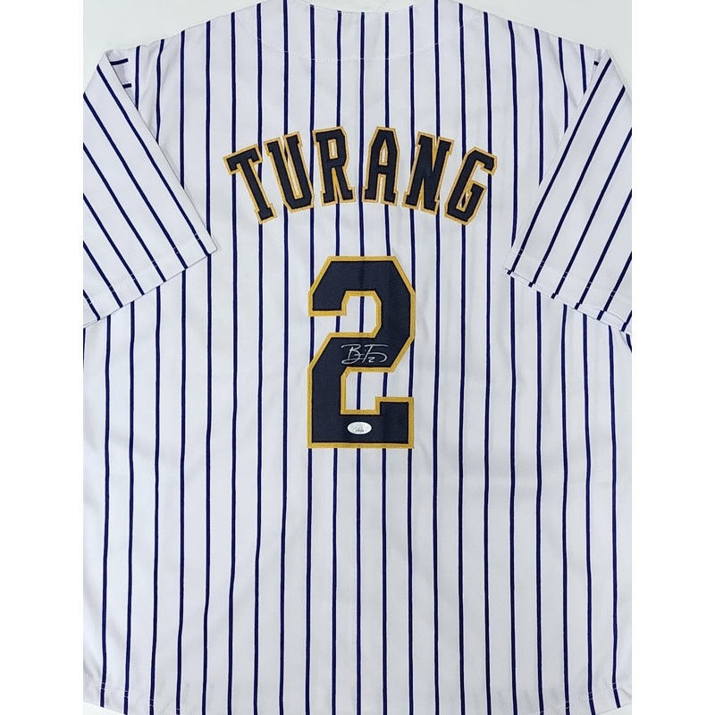 Brewers Infielder BRICE TURANG Signed Custom Replica Pinstripe Jersey AUTO – JSA