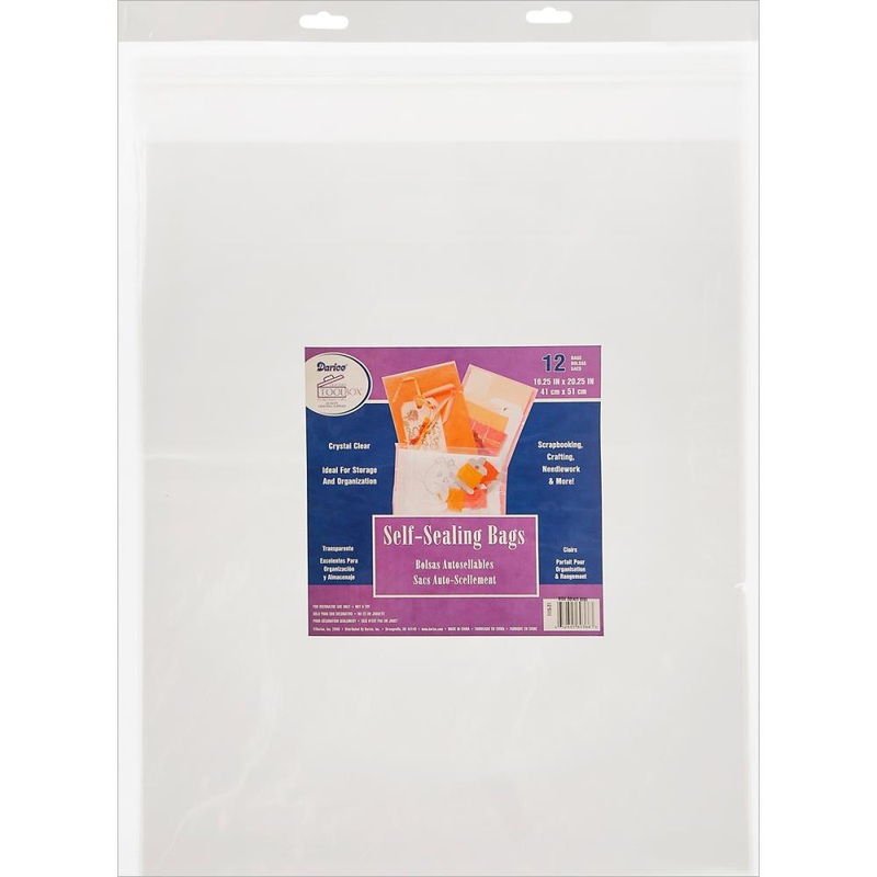 Darice Self-Sealing Bags 12/Pkg – 16.25X20.25 Clear