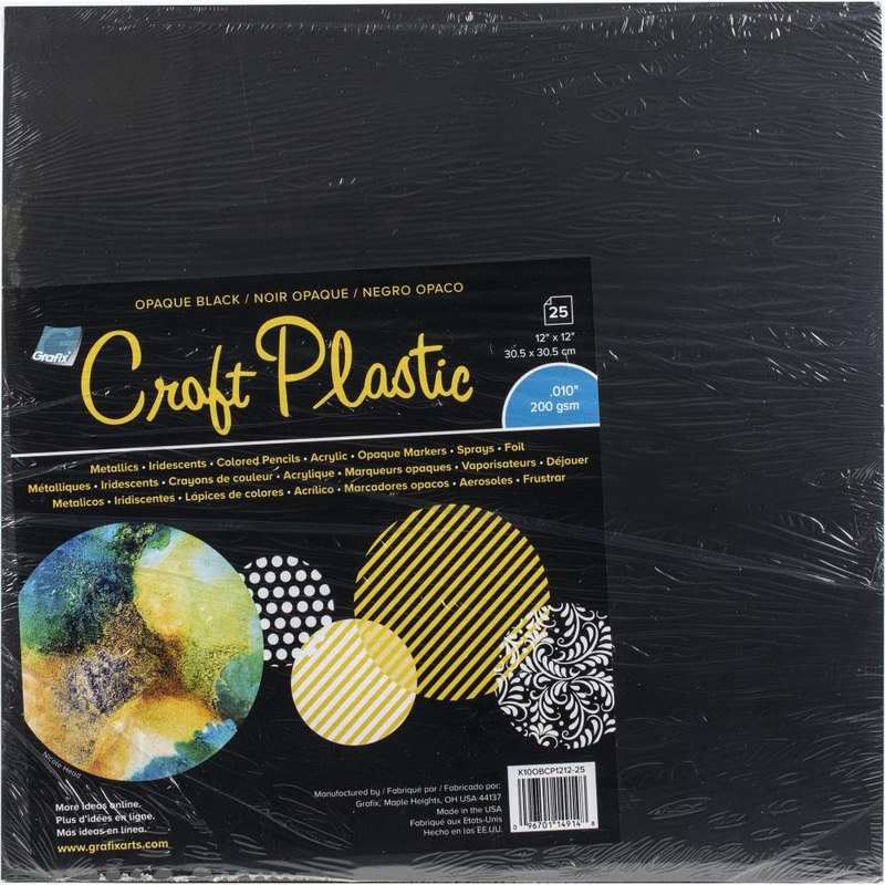 Grafix Craft Plastic Sheets 12X12 25/Pkg Opaque Black .010