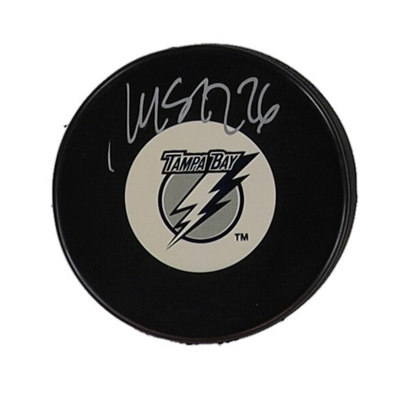 Martin St. Louis Signed Tampa Bay Lightning Logo Hockey Puck (COJO COA) HOF 2018