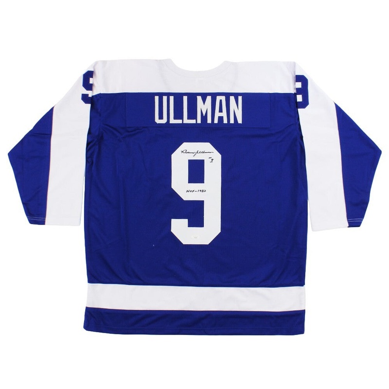 Norm Ullman Signed Toronto Custom Blue Jersey with HOF 1982 Inscription