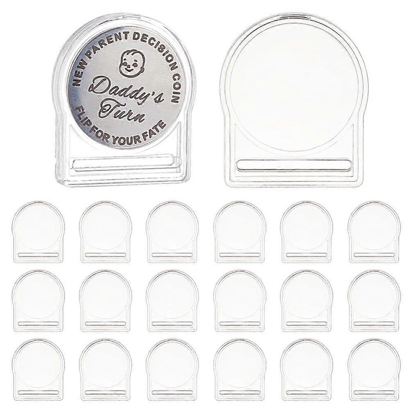 Transparent Acrylic Commemorative Coin Display Box Coin Protective Case Round Clear 41x35x4mm Hole: 27x2mm Inner Diameter: 30mm