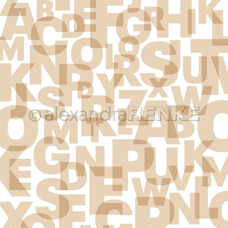 Alexandra Renke 12×12 Design Paper Interlaced Alphabet Beige 200g – 1 pc