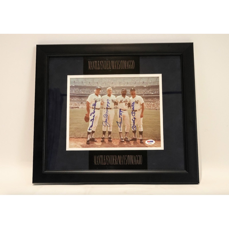 Mickey Mantle, Duke Snider, Willie Mays, & Joe DiMaggio Autographed Framed Photo