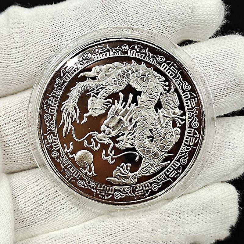 New Dragon Gold Coin Commemorative China Mascot Dragon Gold Plated Coins Collectibles Art Challenge Medal New Year Gifts