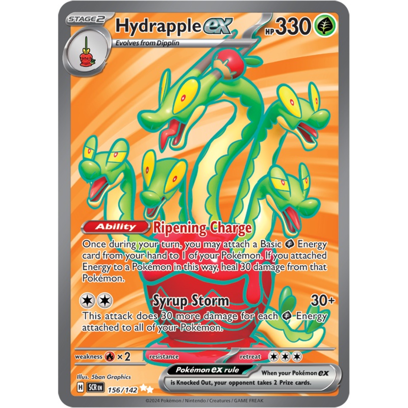 Pokemon Scarlet and Violet Stellar Crown Hydrapple Ex #156/142 Ultra Rare Holo Trading Card