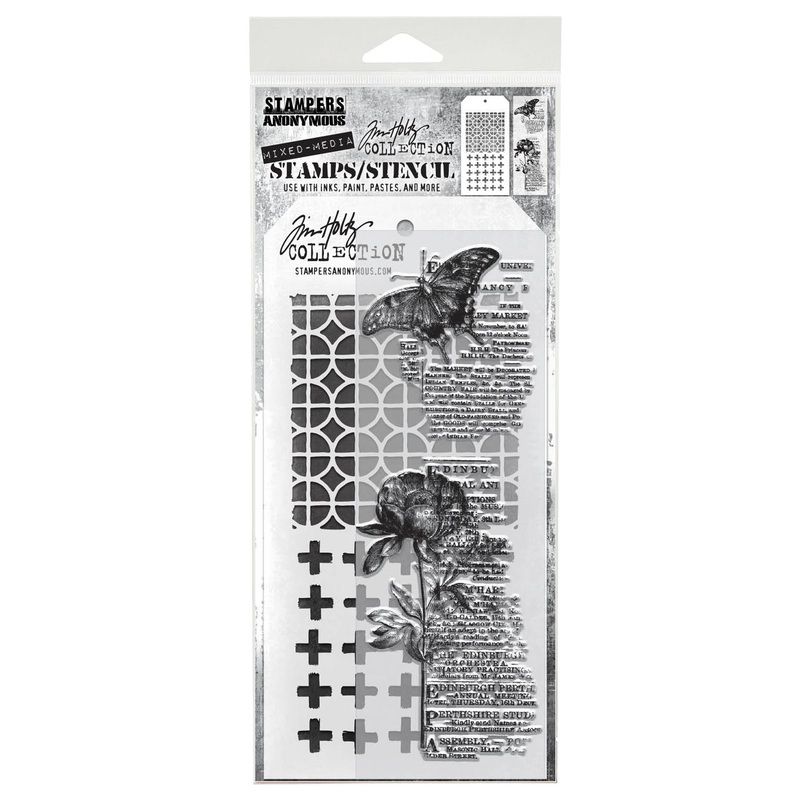 Stampers Anonymous Media #60 Tim Holtz Clear Stamp and Stencil