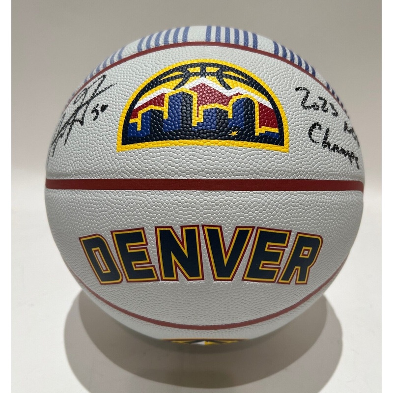 Aaron Gordon Nuggets Wilson White City Edition Ball inscribed 2023 NBA Champs