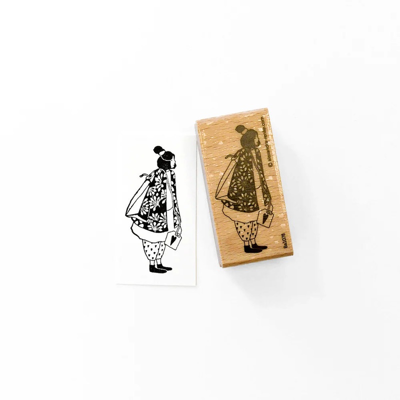 Alexandra Renke Wooden Stamp Figurines Child with Tea Bag