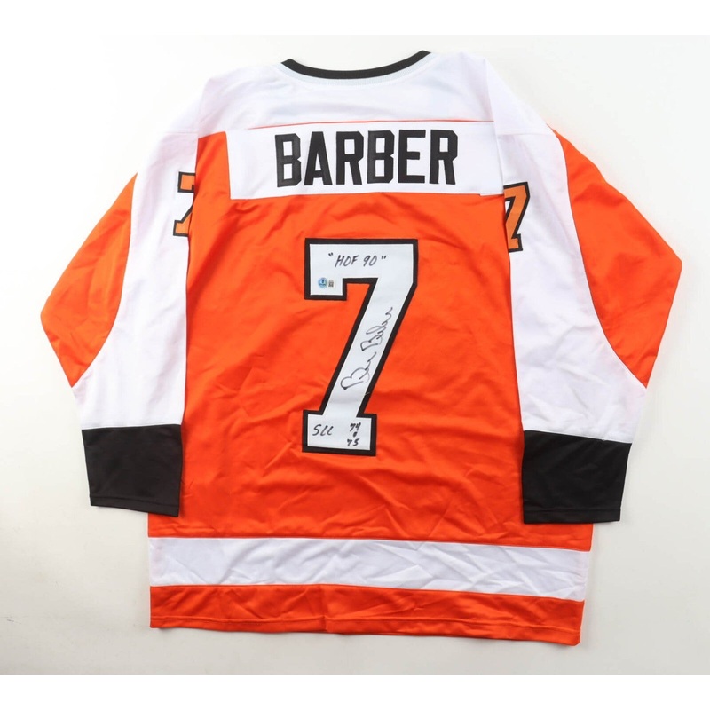Bill Barber Signed Philadelphia Flyers Jersey HOF 90 & SCC 74 & 75 (Beckett)