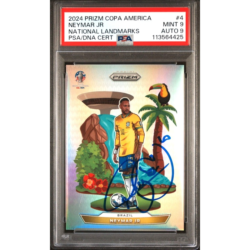 Neymar Jr Signed Panini Prizm 24 Copa America National Landmarks – PSA 9 AUTO 9