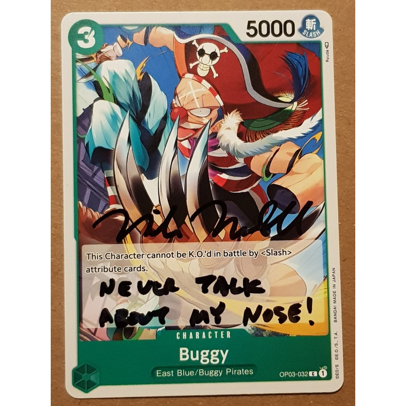 One Piece Card Game OP-03 Pillars of Strength Buggy #OP03-032 Trading Card (Signed by Mike McFarland)