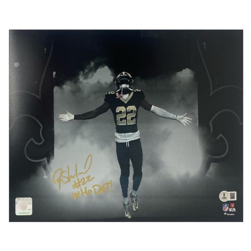 Rashid Shaheed Autographed Who Dat! Saints 11 x 14 Intro Photo Beckett
