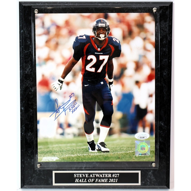 Steve Atwater Autographed 8×10 Photo with Plaque JSA COA