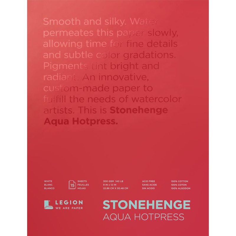Stonehenge Aqua Block Hotpress Pad 9X12 15 Sheets/Pkg White 140lb