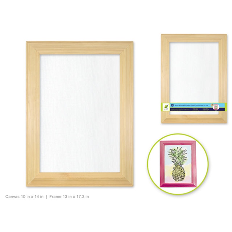 Wood Beveled Frame Mounted Canvas Panel: 13×17.3 Frame / 10×14 Canvas