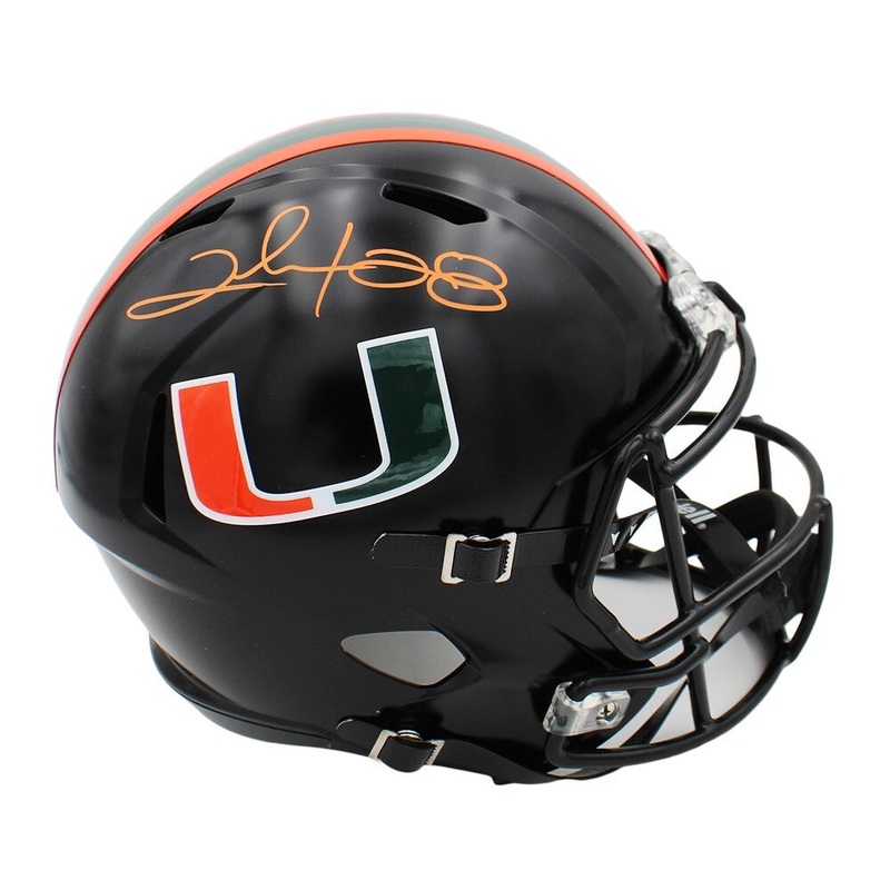 Clinton Portis Signed Miami Hurricanes Speed Full Size Black NCAA Helmet