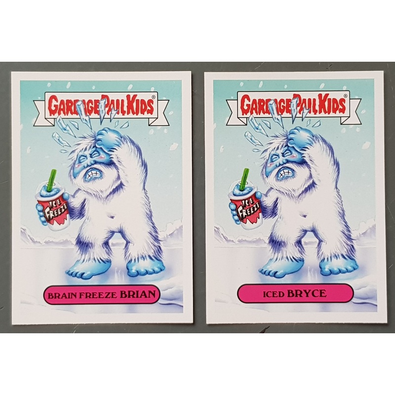 Garbage Pail Kids Oh the Horror-Ible Folklore Monster #7a/b – Brain Freeze Brian/Iced Bryce Trading Card Set