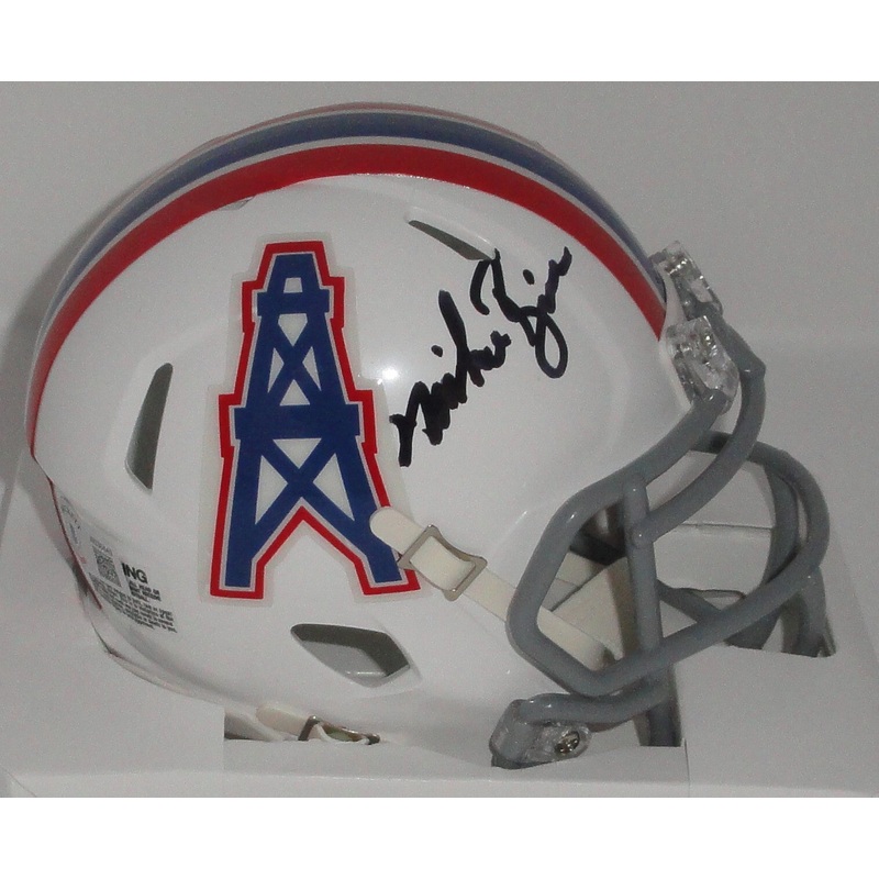 Oilers MIKE ROZIER Signed Riddell Houston Speed Mini Helmet AUTO – BAS