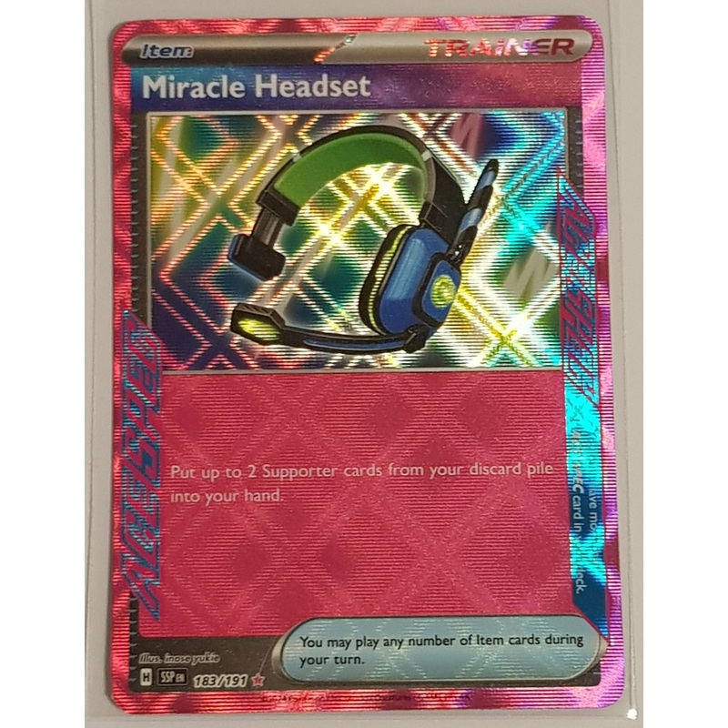 Pokemon Scarlet and Violet Surging Sparks Miracle Headset #183/191 Ace Rare Holo Trading Card