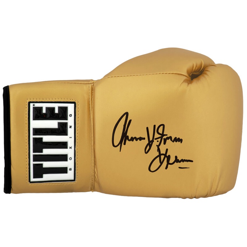 Thomas Hearns Signed Title Gold Boxing Glove w/Hitman – (SCHWARTZ SPORTS COA)