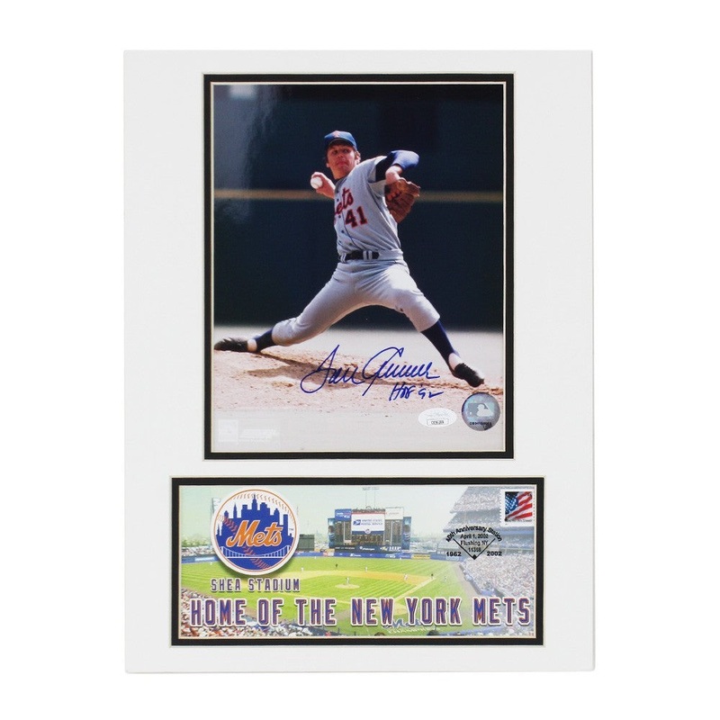 Tom Seaver Signed New York Mets Unframed 12×16 White Matted 8×10 Photo with Insc