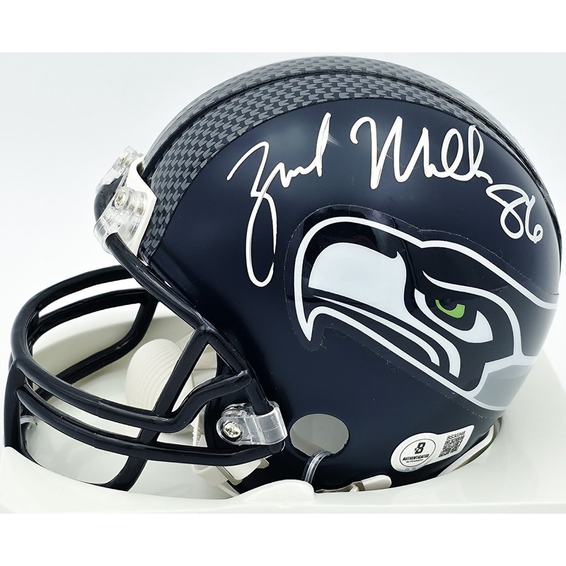 Zach Miller Autographed Seattle Seahawks Blue Mini Helmet Beckett QR #BS30348