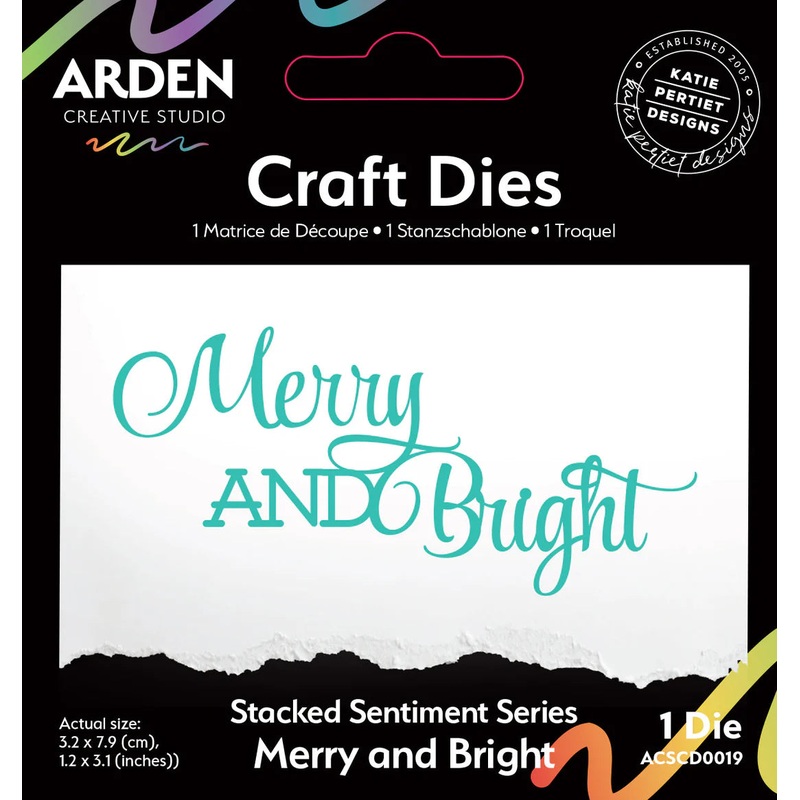 Arden Creative Studio Sentiment Series Stacked Merry and Bright Craft Die