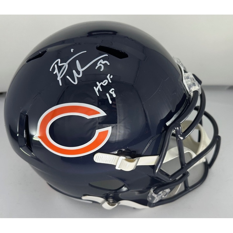 Bears BRIAN URLACHER Signed Full Size Replica Speed Helmet w/ HOF 18 AUTO – BAS