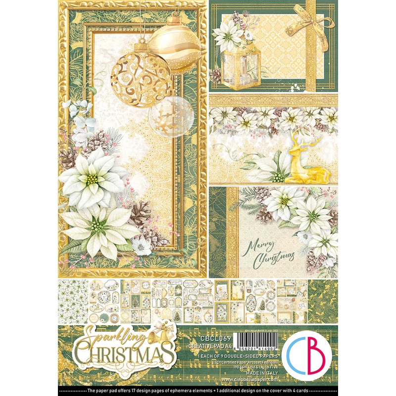 Ciao Bella Sparkling Christmas Creative Pad A4 9/Pkg