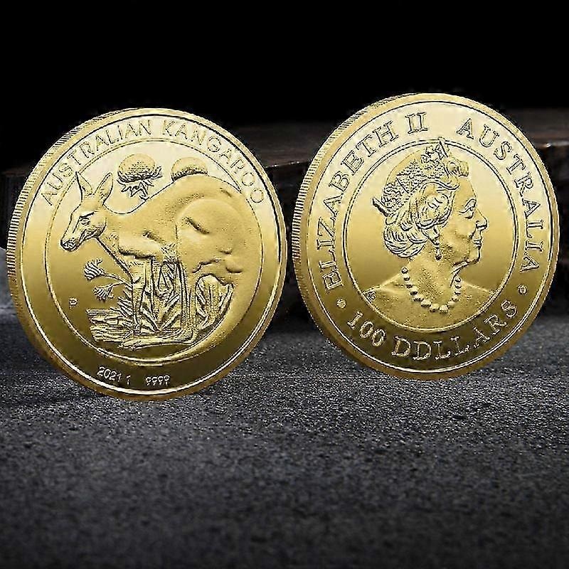 Gold Plated Australian Kangaroo 1OZ Elizabeth II Australia Souvenirs Coin