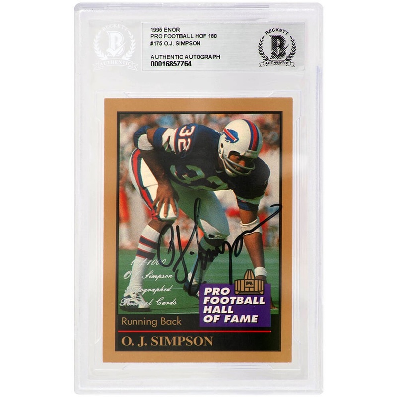 O.J. Simpson Signed Bills 1995 Enor Pro Football HOF Football Card #175 -Beckett