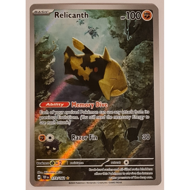 Pokemon Scarlet and Violet Temporal Forces Relicanth #173/162 Illustration Rare Holo Trading Card