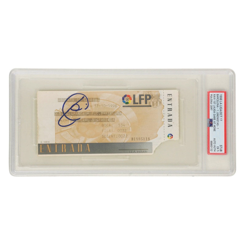 Xavi Signed 1998 1st Barcelona Home Game in La Liga Match Ticket – PSA 5