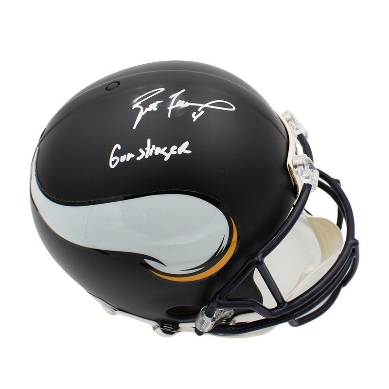 Brett Favre Signed Minnesota Vikings Authentic Custom Black NFL Helmet w/ Inscr.