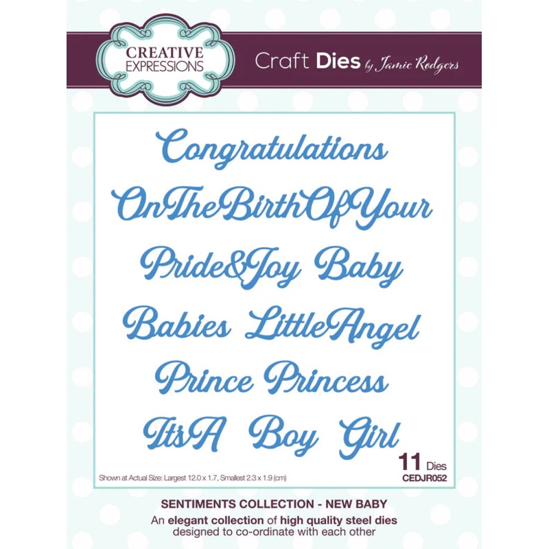 Creative Expressions Jamie Rodgers Sentiments Collection New Baby Craft Die