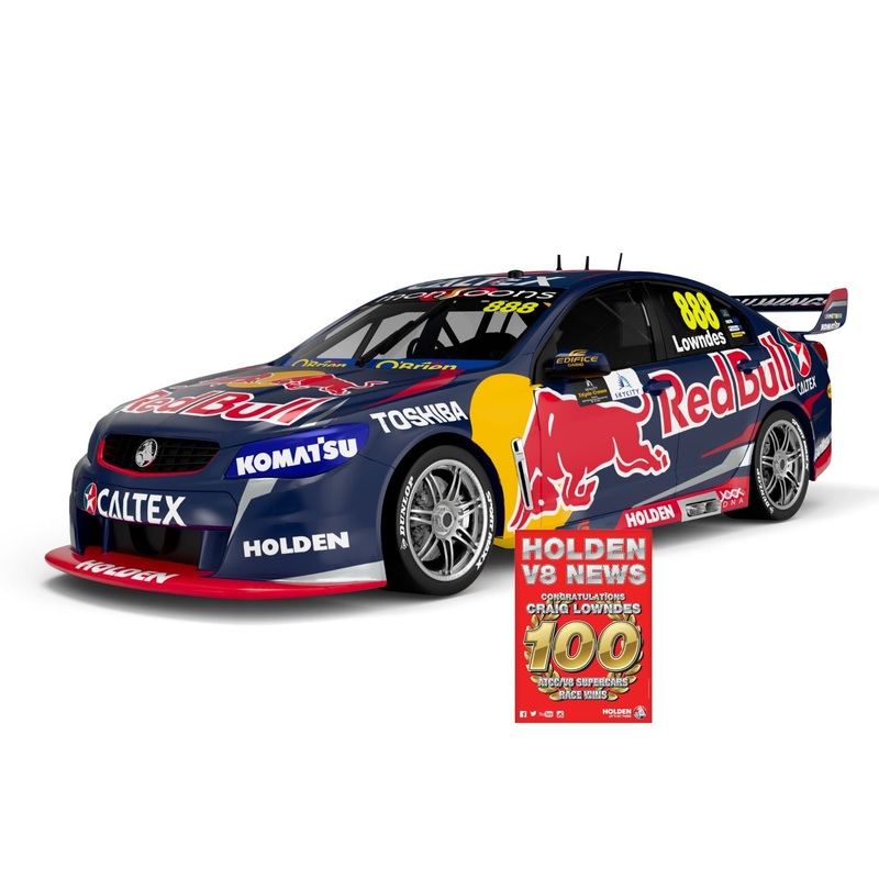 HOLDEN VF COMMODORE – RED BULL RACING AUSTRALIA – CRAIG LOWNDES #888 – 2015 – DARWIN TRIPLE CROWN – RACE 14 – FIRST DRIVER TO 100 WINS IN V8 SC HISTORY – 1:18 Scale Diecast Model Car
