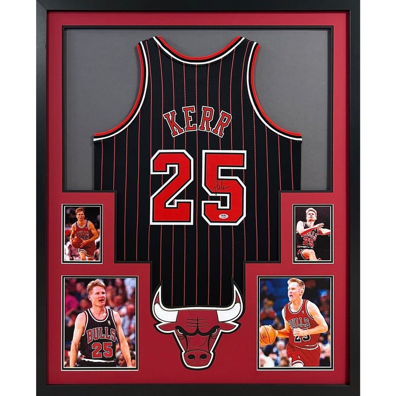 Steve Kerr Autographed Signed Framed Chicago Bulls Jersey PSA/DNA