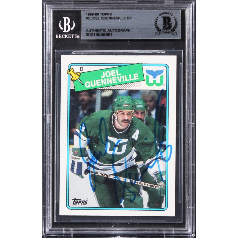 Whalers Joel Quenneville Authentic Signed 1988 Topps #3 Card BAS Slabbed