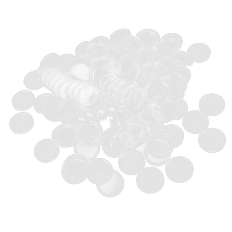 100 Coin Holder Capsules Clear Case Box for Coin Collection Protector 40.8mm