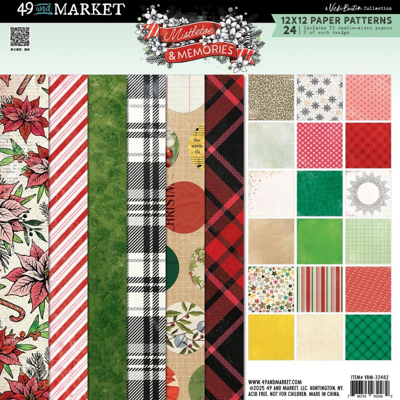 49 And Market Paper Pad 12X12 24/Pkg Mistletoe And Memories