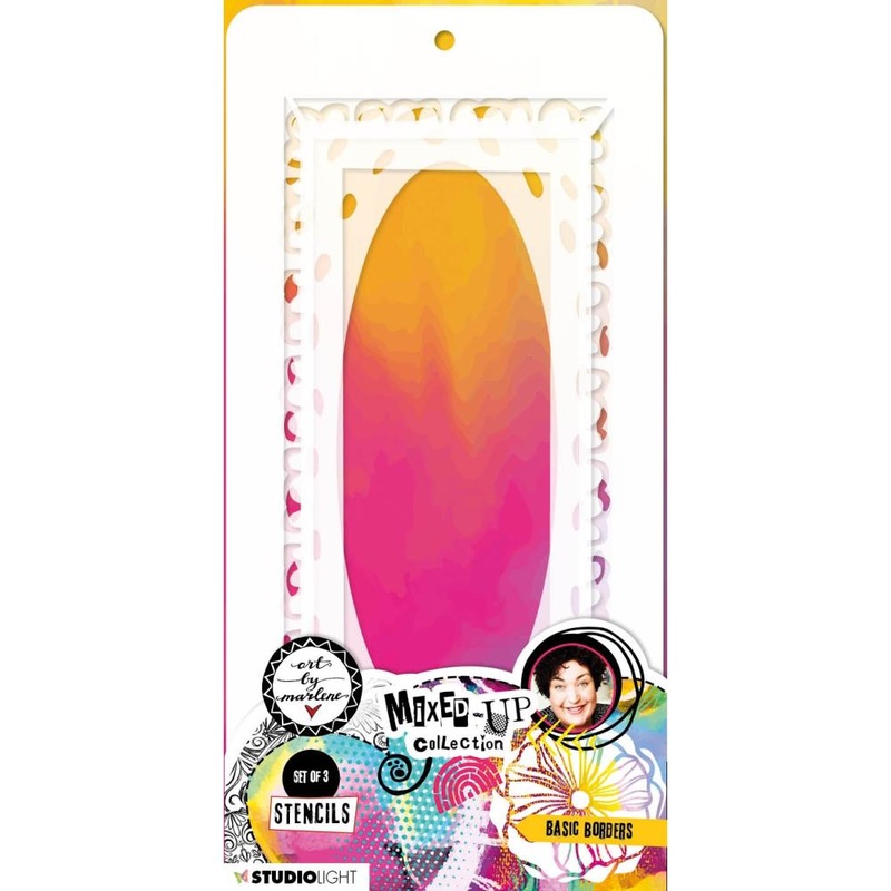 Art By Marlene Mixed-Up 4.33X8.38 Stencils 3/Pkg – Nr. 138, Basic Borders