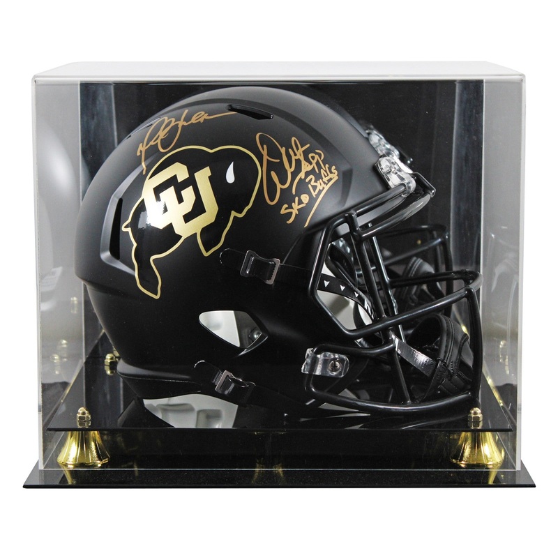 Colorado (2) Sapp & Faulk Signed Black Full Size Speed Rep Helmet W/ Case BAS W