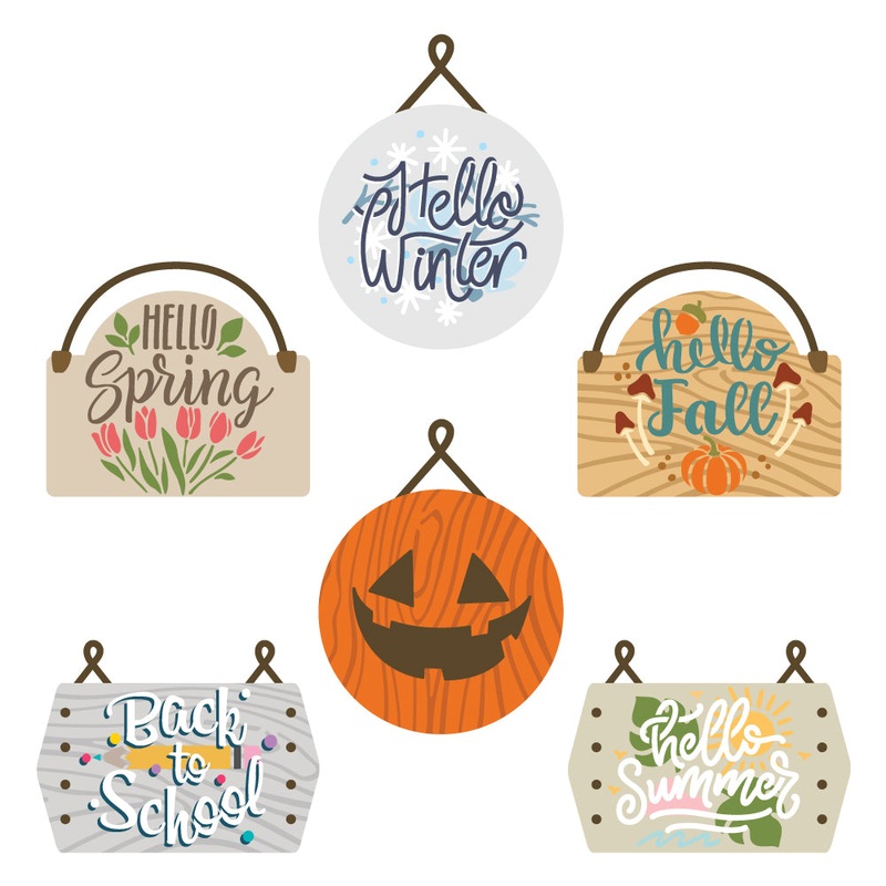 Seasonal Signs – Set of 3 – 6×6 Coordinating Stencils