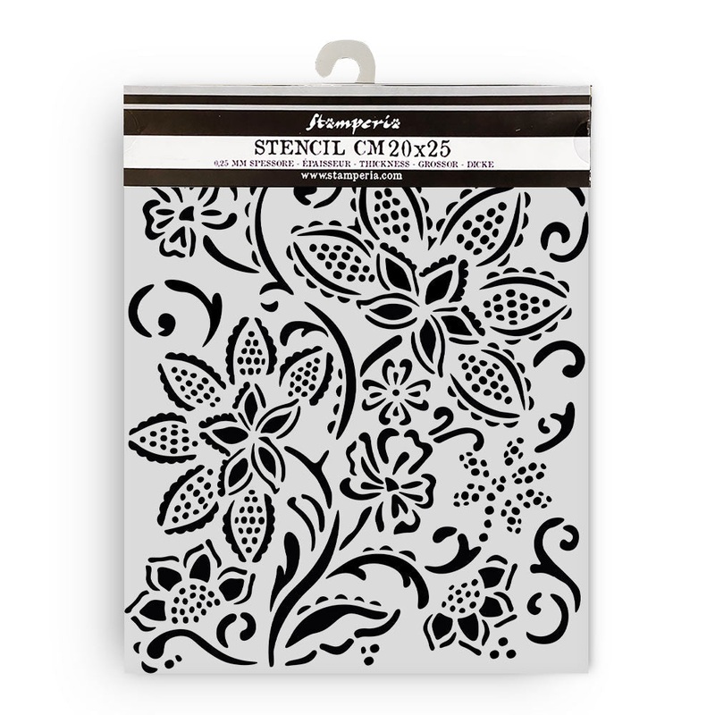 Stamperia Timeless Thick Stencil 20x25cm Batik Flowers