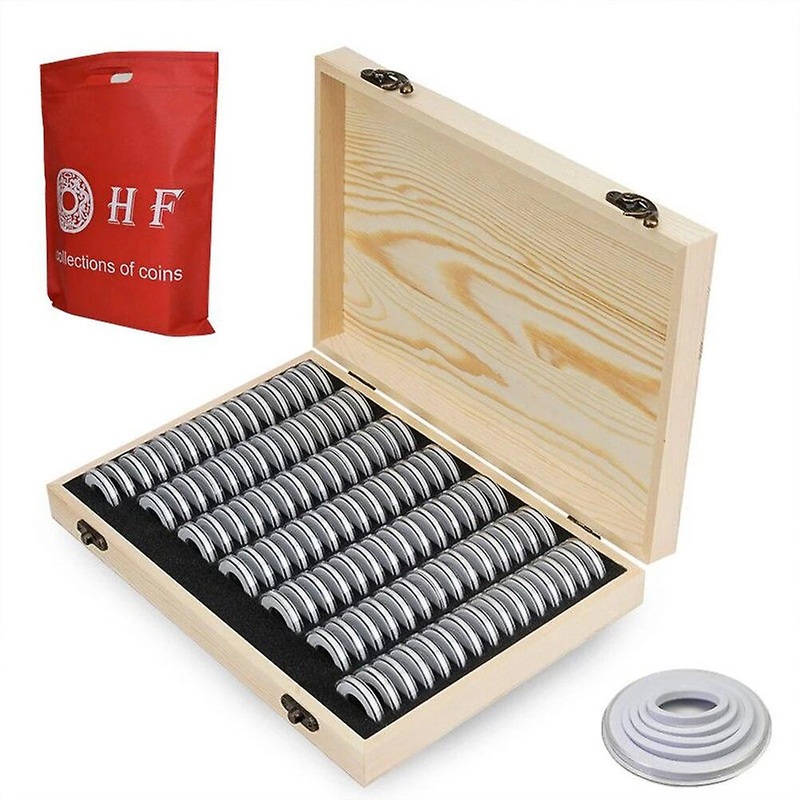 30/50/100pcs Coin Holder Wooden Coin Capsule Case with Protector Seal for Commemorative Coins Medal Collection Supplies~4462